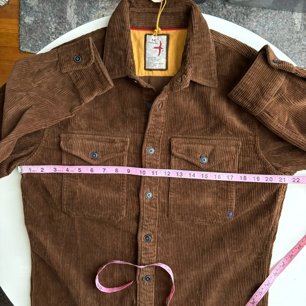 RELWEN Men’s Corduroy Workshirt Brown Size Medium New - Picture 3 of 7